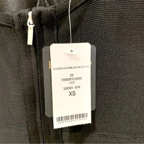 🖤 Bebe Black White Colorblock Strappy Halter Bustier Bodycon Bandage Mini Dress - Picture 12 of 12